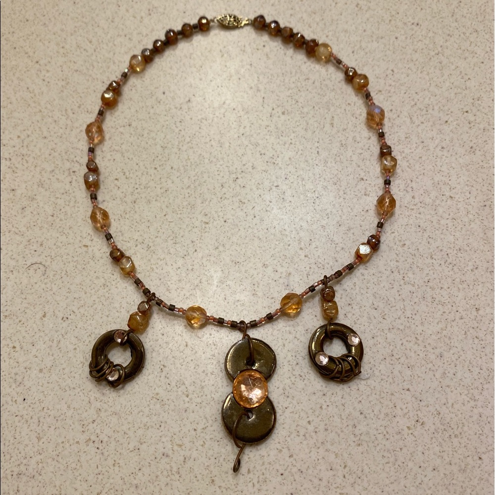 Custom peach beaded necklace